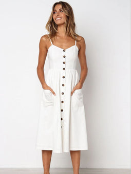 Robe Midi Boutonnée Site Vêtements Blanc XL 