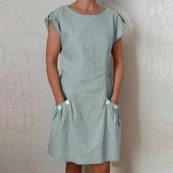 Robe Casual à Boutons Minute Mode Gris L 