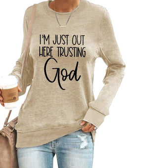 Pull "I'M JUST HERE TRUSTING GOD" Site Vêtements 