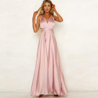 Robe Elégante Nouée à Dos Nu Site Vêtements Rose XL 