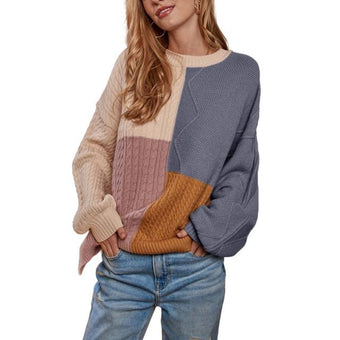 Pull Tricoté Multicolore Site Vêtements Bleu L 