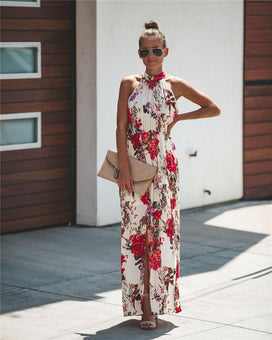 Robe Florale Sans Manches Minute Mode Blanc S 